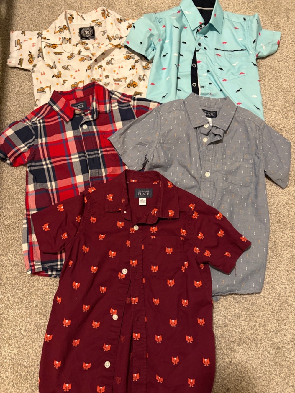 The Children's Place Boys' Short-Sleeve Fox Print Shirt - Burgundy